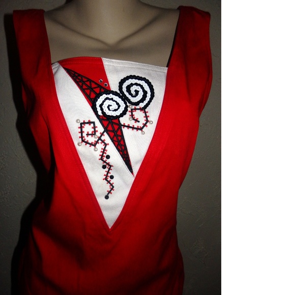 Cache Red Pearl Sequin Skirt Set Size M - Picture 4 of 8